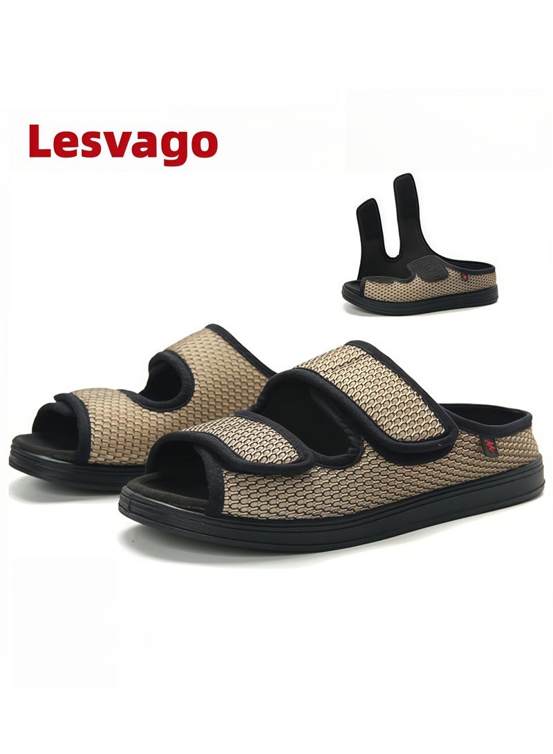 ليسفاجو أحذية ليسفاغو واسعة القدمين لعلاج تورم إبهام القدم، بجزء علوي من القماش الناعم والمريح القابل للفتح - أحذية لمرضى السكري - Image 1