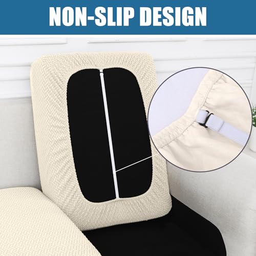 Smiry Waterproof Couch Cushion Covers, Stretch Jacquard Thick Sofa Cushion Covers, Washable Seat Slipcover Elastic Furniture Protector for Pets, Kid (3PC, Beige) - Image 3