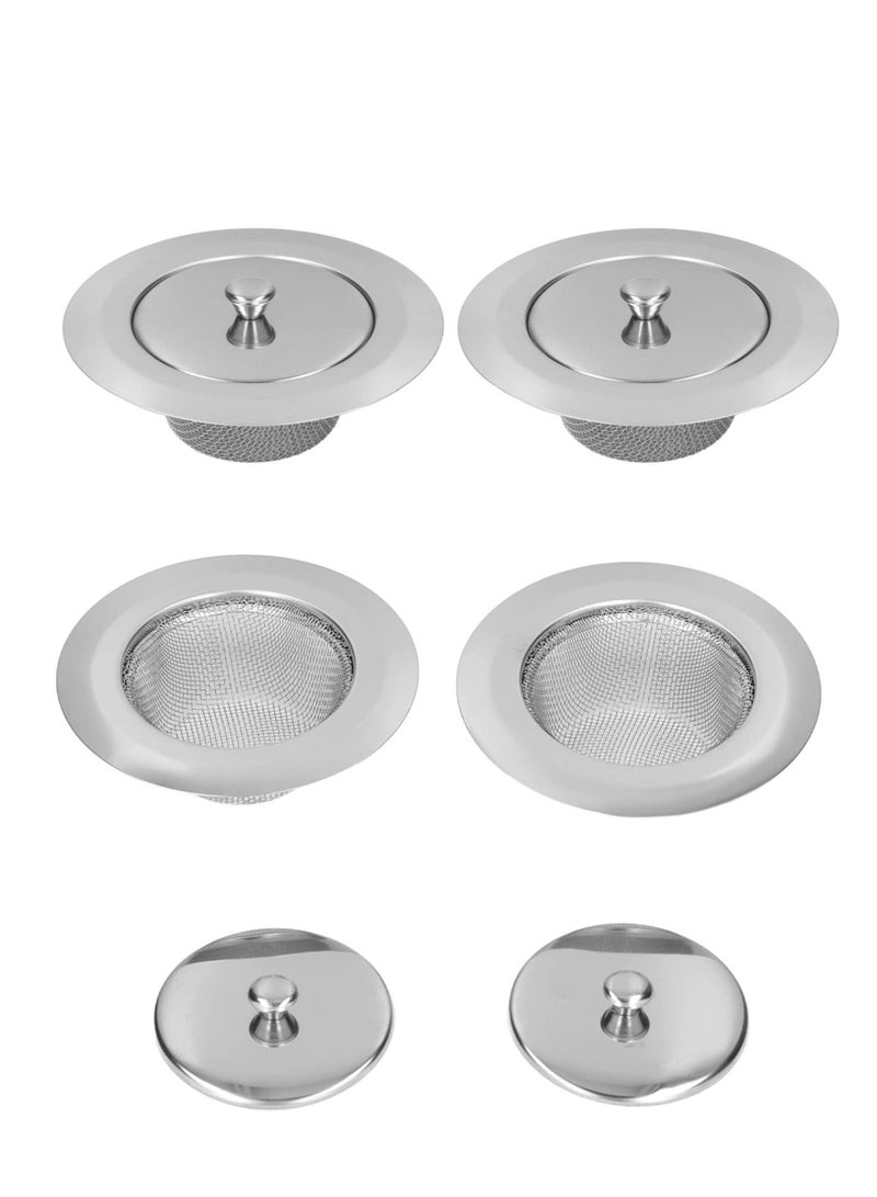 Zikra 4pcs Sink Strainer Stainless Steel Kitchen Sink Drain Strainer Stainless Steel Filters with Lids for Daily Use in Kitchen Sinks - Image 1