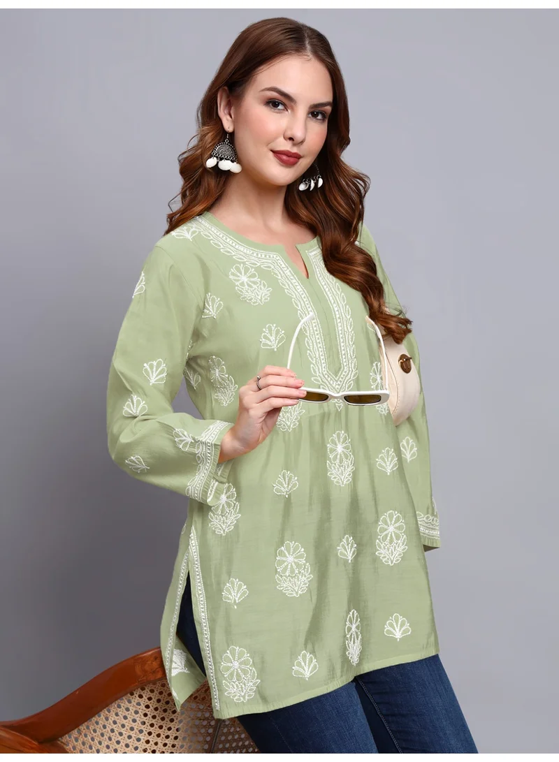 Alaya Hand Embroidered Chikankari Chanderi Kurti-AL4090