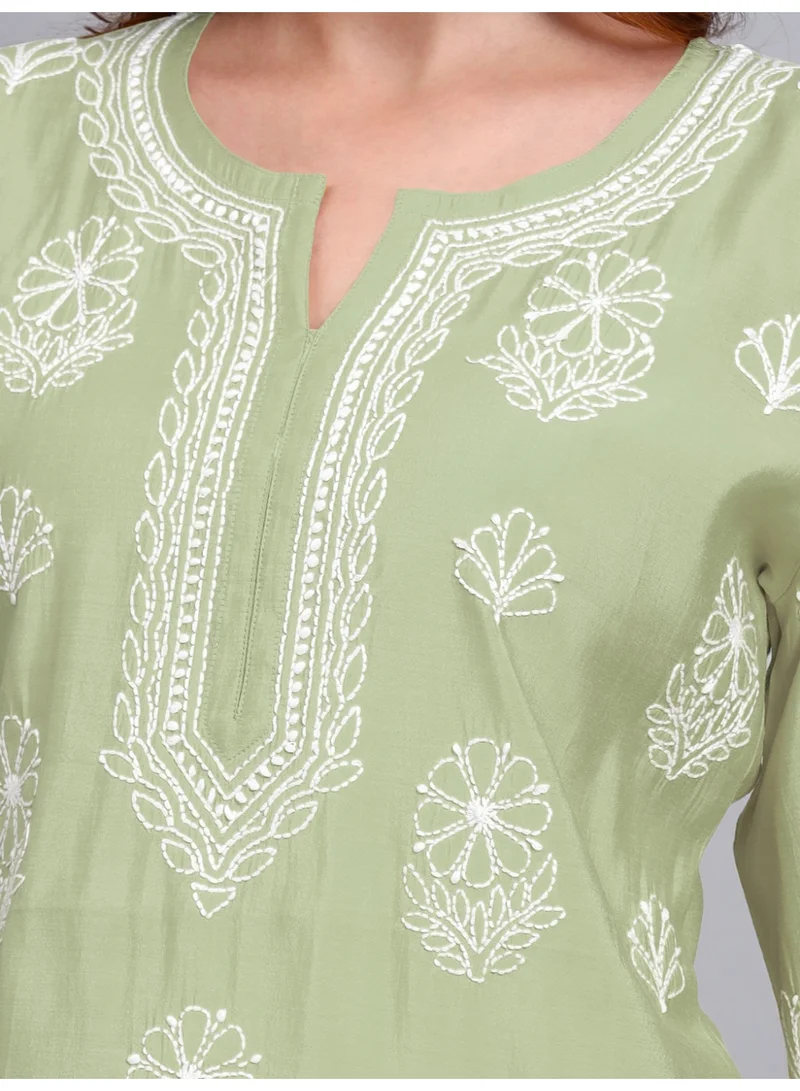 Alaya Hand Embroidered Chikankari Chanderi Kurti-AL4090