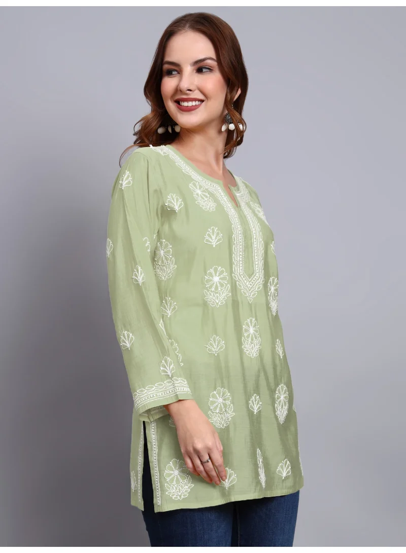 Alaya Hand Embroidered Chikankari Chanderi Kurti-AL4090