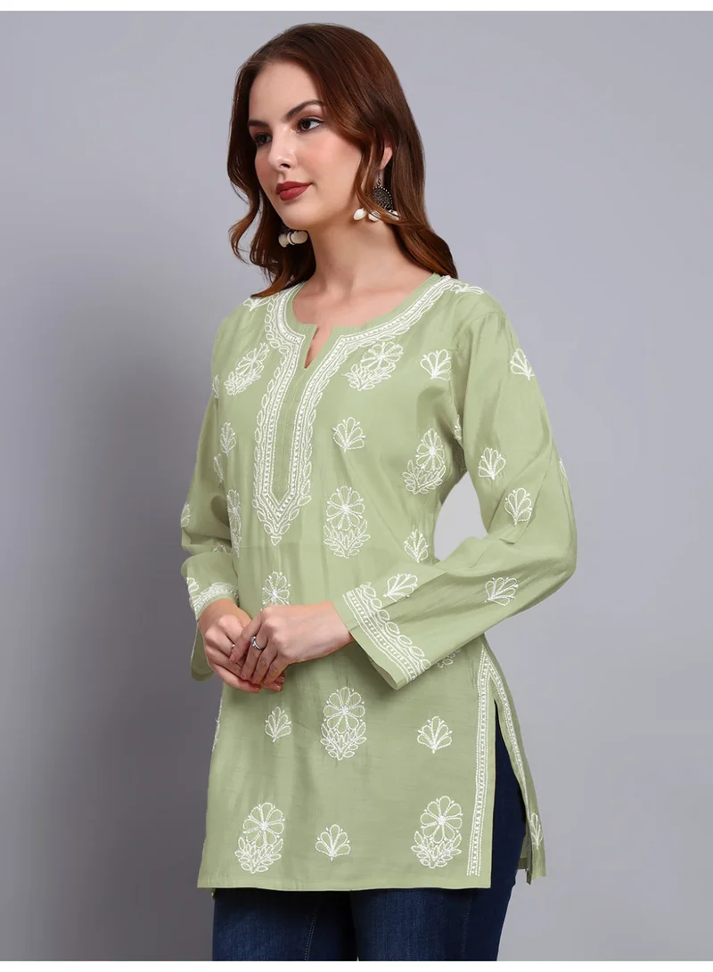 Alaya Hand Embroidered Chikankari Chanderi Kurti-AL4090