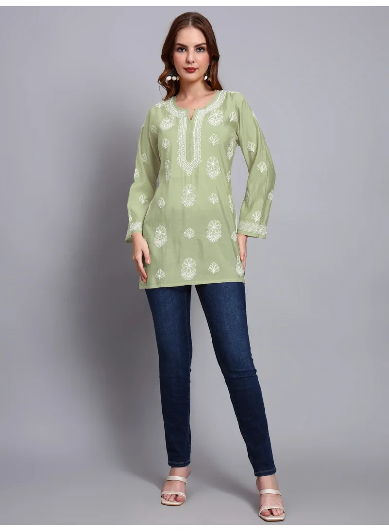 Alaya Hand Embroidered Chikankari Chanderi Kurti-AL4090