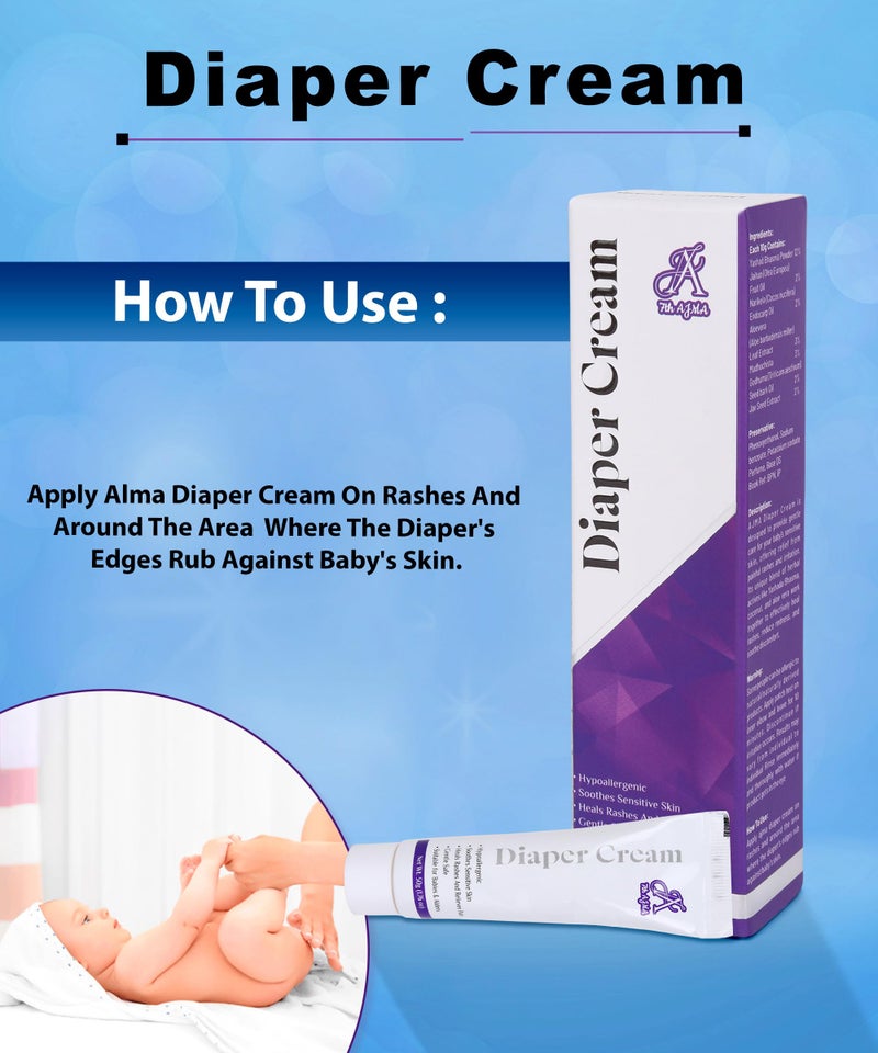 7th AJMA Baby Baby Diaper Rash Cream | 50G| Ideal for Diaper Rashes Faster rash healing & Relieve Pains | Dermatologically Tested | Clinically Recommended | (Pack of 2) 100G - Image 2