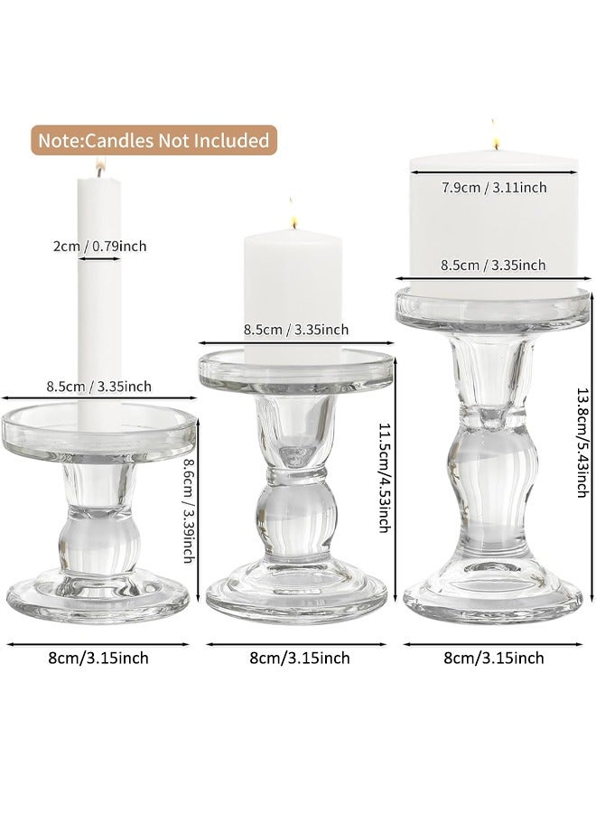HQ-GAMING Glass Candlestick Holders Set of 3, Tealight & Pillar & Taper Candle Holders Set for Table Centerpiece Home Decor, Glass Candlestick Holder for Table or Home Decoration  - Image 2