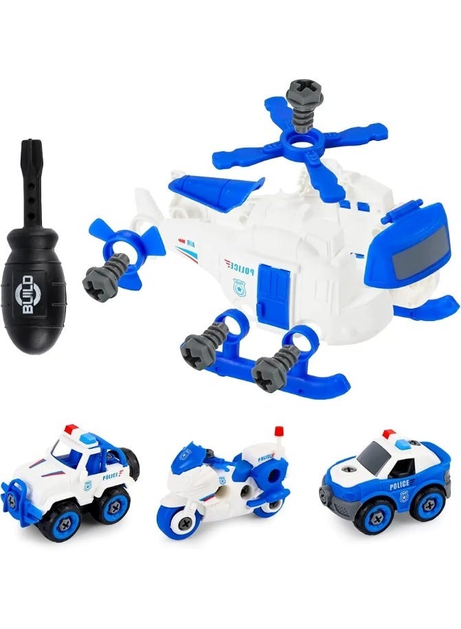 DIY Police Car Building Toy for Kids | Police Car Assembly Toy | Police Vehicle Building Set | Police Cars with Screwdriver | DIY Police Car Toy Set | 4 in 1 Police Vehicle Toy | Take Apart Police Cars | Police Construction Toy for Kids | Educational Police Car Toy | Build and Assemble Police Vehicles | Police Car STEM Toy | Police Toy Set with Tools | Police Patrol Car Toy | DIY Police Vehicles for Children | Kids Assembly Vehicle Set | Police Motorcycle and Airplane Toy | 4 Piece Police Vehicle Set | Take Apart Vehicle Toy - Image 4