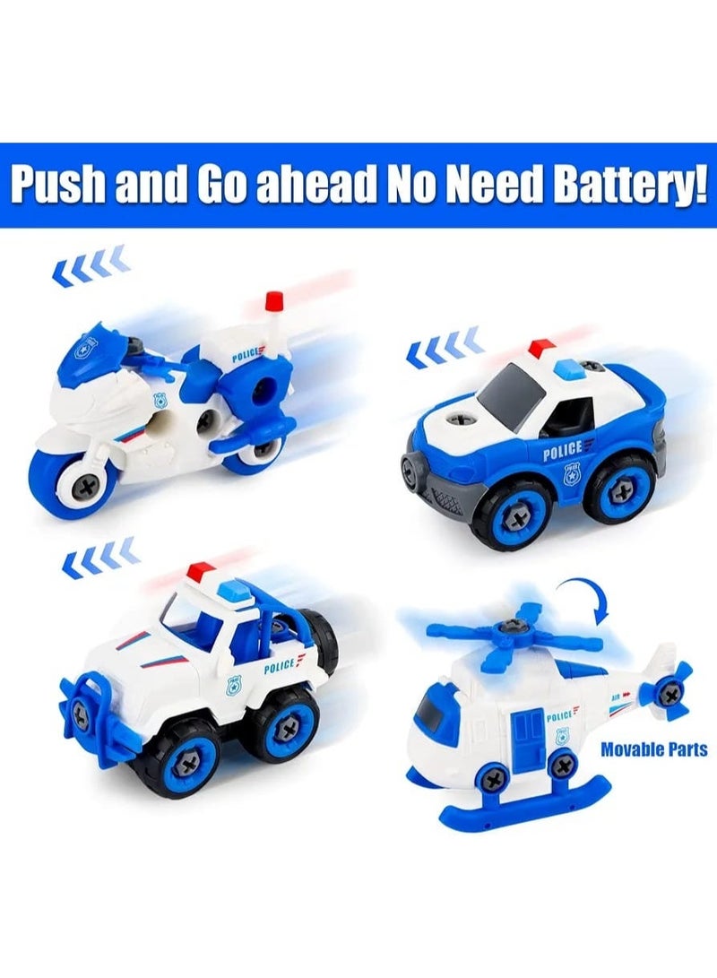 DIY Police Car Building Toy for Kids | Police Car Assembly Toy | Police Vehicle Building Set | Police Cars with Screwdriver | DIY Police Car Toy Set | 4 in 1 Police Vehicle Toy | Take Apart Police Cars | Police Construction Toy for Kids | Educational Police Car Toy | Build and Assemble Police Vehicles | Police Car STEM Toy | Police Toy Set with Tools | Police Patrol Car Toy | DIY Police Vehicles for Children | Kids Assembly Vehicle Set | Police Motorcycle and Airplane Toy | 4 Piece Police Vehicle Set | Take Apart Vehicle Toy - Image 1