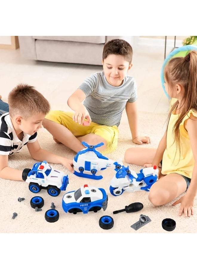 DIY Police Car Building Toy for Kids | Police Car Assembly Toy | Police Vehicle Building Set | Police Cars with Screwdriver | DIY Police Car Toy Set | 4 in 1 Police Vehicle Toy | Take Apart Police Cars | Police Construction Toy for Kids | Educational Police Car Toy | Build and Assemble Police Vehicles | Police Car STEM Toy | Police Toy Set with Tools | Police Patrol Car Toy | DIY Police Vehicles for Children | Kids Assembly Vehicle Set | Police Motorcycle and Airplane Toy | 4 Piece Police Vehicle Set | Take Apart Vehicle Toy - Image 2
