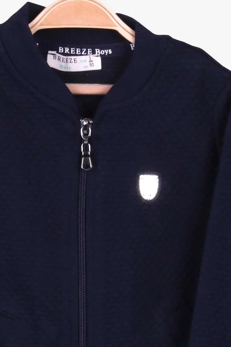 Breeze Boy's Cardigan Basic with Pockets and Emblem, Age 2-6, Navy Blue
