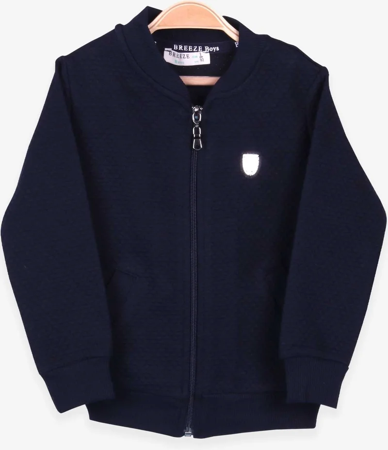 Breeze Boy's Cardigan Basic with Pockets and Emblem, Age 2-6, Navy Blue