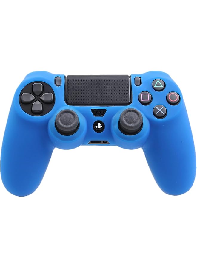 erorex 2Pack Flexible Silicone Protective Case Skin Cover & 8Pack Joystick Thumb Stick Caps Compatible With Sony Playstation 4 Dualshock For Ps4 Controllers Case*2+Thumb Grips*8 Blue - Image 2