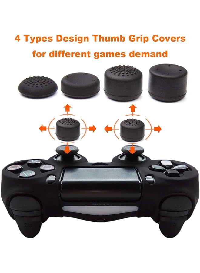erorex 2Pack Flexible Silicone Protective Case Skin Cover & 8Pack Joystick Thumb Stick Caps Compatible With Sony Playstation 4 Dualshock For Ps4 Controllers Case*2+Thumb Grips*8 Blue - Image 5