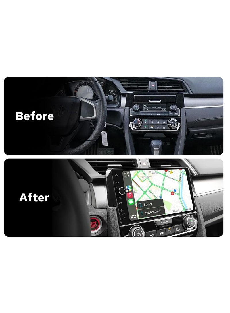 راديو سيارة 9 بوصة ستيريو أندرويد 10.0 لسيارة هوندا سيفيك 2016-2021 يدعم كاميرا المسار الأيمن، كاربلاي، أندرويد أوتو، مخرج مضخم الصوت، SWC - Image 2