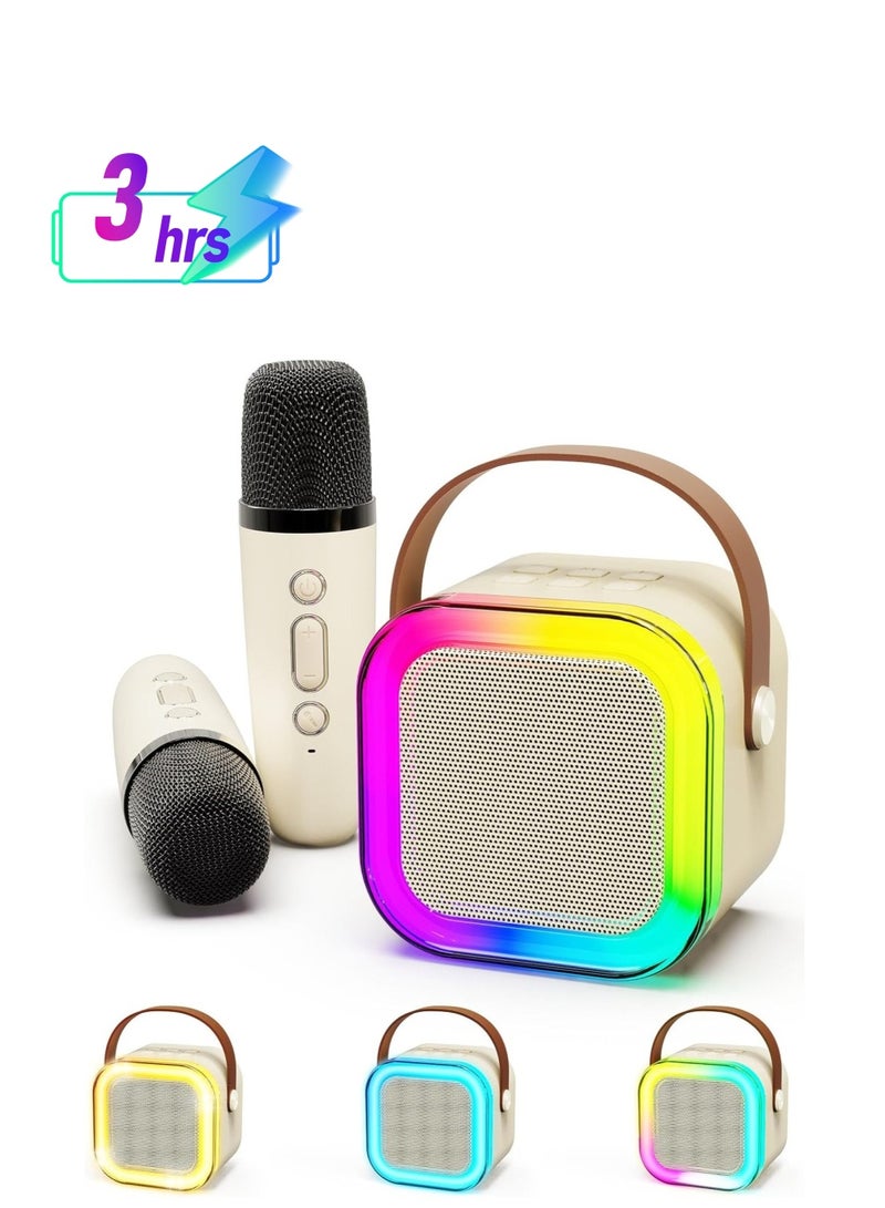 YUNSYE Karaoke Machine for Kids, Mini Portable Bluetooth Karaoke Speaker with 2 Wireless Mics and led Colorful Lights for Kids Adults, Gifts Toys for Girls Boys Family Home Party - Image 1