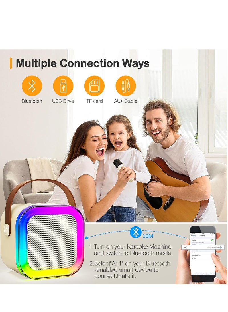 YUNSYE Karaoke Machine for Kids, Mini Portable Bluetooth Karaoke Speaker with 2 Wireless Mics and led Colorful Lights for Kids Adults, Gifts Toys for Girls Boys Family Home Party - Image 2