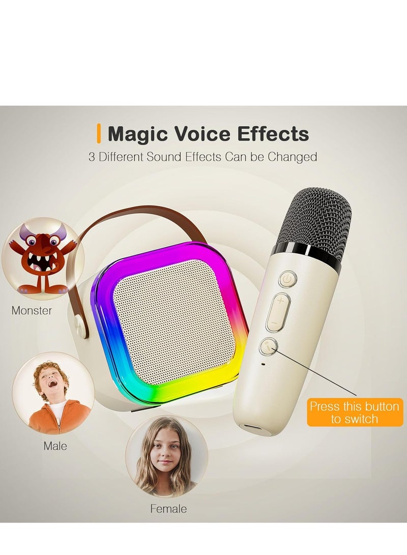 YUNSYE Karaoke Machine for Kids, Mini Portable Bluetooth Karaoke Speaker with 2 Wireless Mics and led Colorful Lights for Kids Adults, Gifts Toys for Girls Boys Family Home Party - Image 3