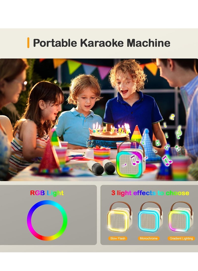 YUNSYE Karaoke Machine for Kids, Mini Portable Bluetooth Karaoke Speaker with 2 Wireless Mics and led Colorful Lights for Kids Adults, Gifts Toys for Girls Boys Family Home Party - Image 5