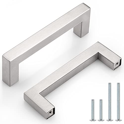 Probrico(30 Pack Square Cabinet Handles 3-3/4” Hole Centers, Dresser Closet Drawer Pulls Stainless Steel Modern T Bar Pulls Cabinet Hardware, 4-1/4" Overall Length - Image 1