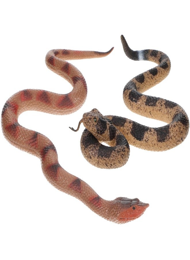 IMIKEYA 2PCS Fake Snakes Prank: Soft Rubber Snakes Prank Realistic Snake Figurines Lifelike Fake Snake Toys Model for Halloween Decorations Halloween Prank Props Scare Toy - Image 1