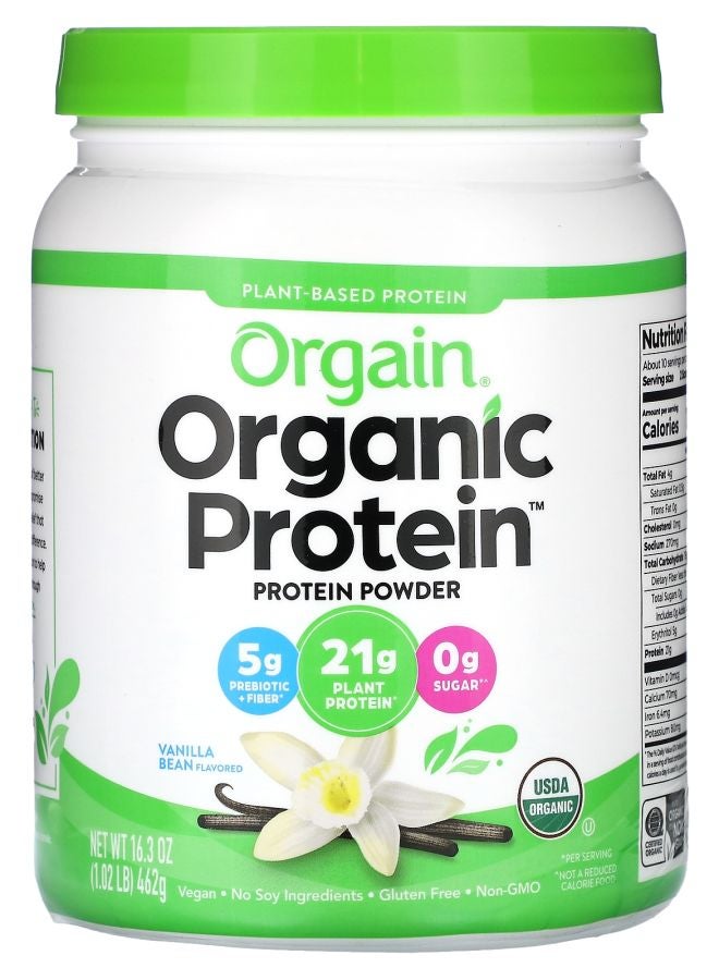 Organic Protein Powder Plant Based Vanilla Bean 1.02 lbs (462) g