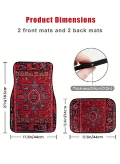 HomarKet 4-Piece Premium Polyester Floor Mat for Cars, SUVs and Trucks, Bohemian Style Carpet Floor Mats for Car,All Weather Protection, Universal to Fit (Red)  - Image 2