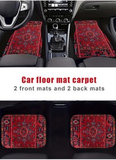 HomarKet 4-Piece Premium Polyester Floor Mat for Cars, SUVs and Trucks, Bohemian Style Carpet Floor Mats for Car,All Weather Protection, Universal to Fit (Red)  - Image 4