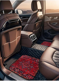 HomarKet 4-Piece Premium Polyester Floor Mat for Cars, SUVs and Trucks, Bohemian Style Carpet Floor Mats for Car,All Weather Protection, Universal to Fit (Red)  - Image 5