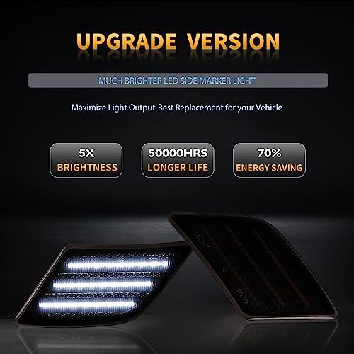 DERMOKA LED Side Marker Lights for 2008-2011 Mer'cedes-Benz Pre-LCI W204 C250 C300 C350 & 2008-2013 C63 AMG & 2005-2007 SL66 AMG, Smoked Len 2PCS (White) - Image 3