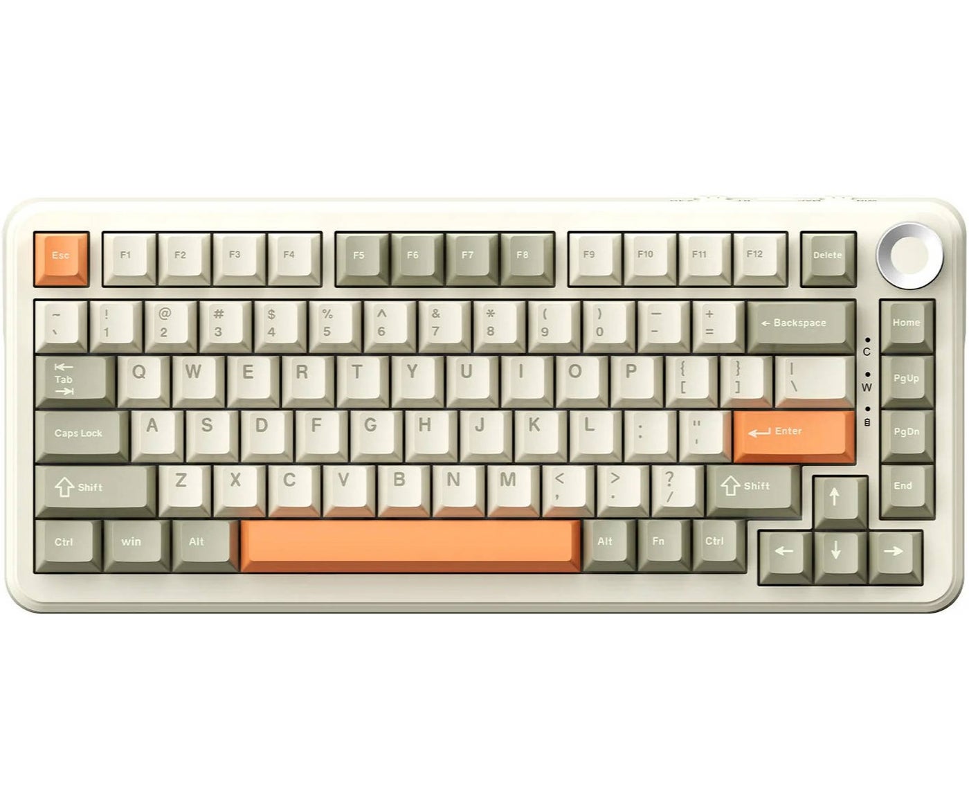 AK820 Max Tri-Mode Mechanical Gaming Keyboard, 2.4G Wireless/Bluetooth/USB-C, 75% 82Key Compact Layout, 8000mAh Battery, Hot-Swappable Gasket Mount, PBT Keycaps, RGB Backlit, Metal Knob (GreyFish, Orange Switch)