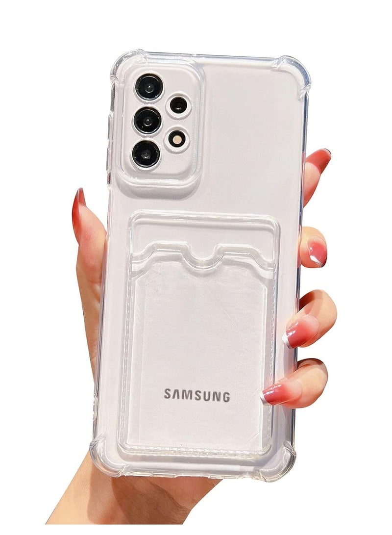 Clear Wallet Phone Case for Samsung Galaxy A23 Upgrade Card Slot Case Slim Fit Protective Soft TPU Shockproof Cover with Cute Card Holder - Transparent  - Image 1