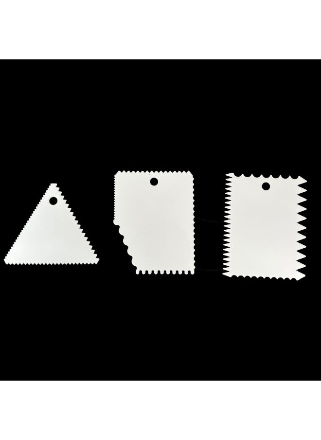 Generic - Spot Three-piece Cream Scraper Sawtooth Arc Scraper Decorating Tool Baking Cut DIY Plastic Scraper-Specifications:Three-piece Scraper Sawtooth-Color:Customizable Color - Image 1