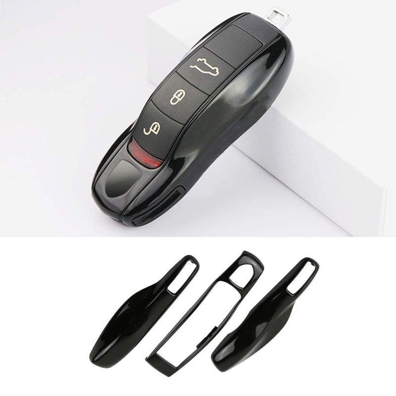 Jaronx 3PCS Remote Key Covers for Boxster Turbo Cayenne Panamera Macan Cayman 911 ,Glossy Black Key Fob Shell Cover Painted Keyless Entry Skin Protectors - Image 1
