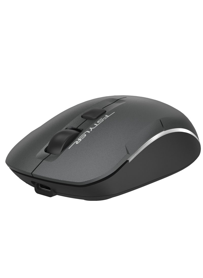 A4TECH Fstyler Dual-Functions Rechargeable Air 2 Mouse FB26CS Air2, [Desk+Air] & Dual Connectivity Mode (BT + 2.4GHz), Consistent Wireless Stability, USB Type-C Charging Cable, White Backlit, Smokey Grey  - Image 3