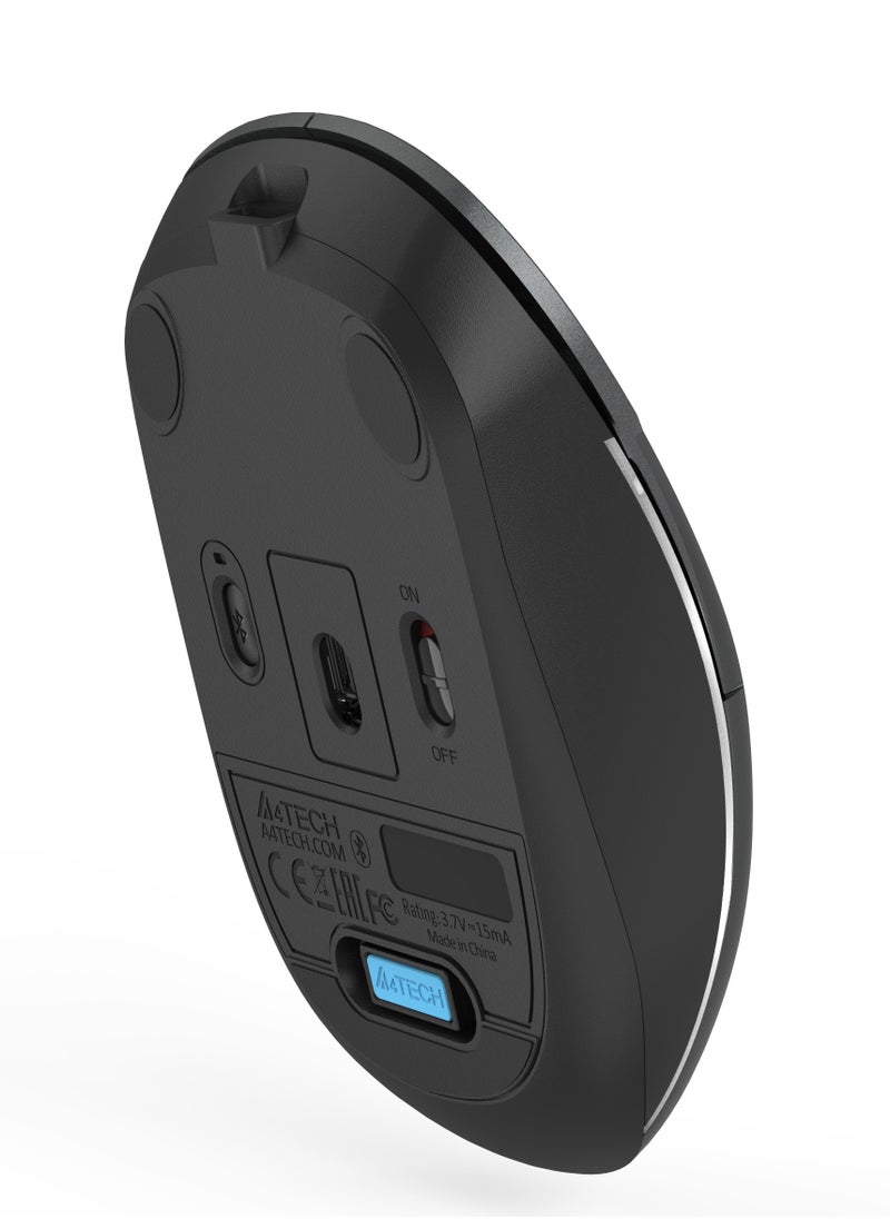 A4TECH Fstyler Dual-Functions Rechargeable Air 2 Mouse FB26CS Air2, [Desk+Air] & Dual Connectivity Mode (BT + 2.4GHz), Consistent Wireless Stability, USB Type-C Charging Cable, White Backlit, Smokey Grey  - Image 5