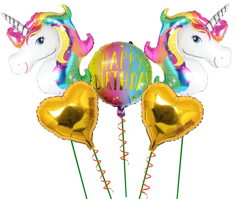 TOYXE Rubber Dreamy Unicorn Balloons Set Of 5 Pcs,Multicolor - Image 1