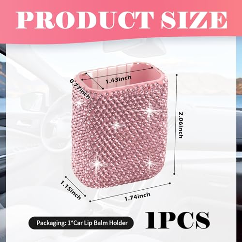 VKQTS Bling Chapstick Holder for Car with Rhinestone,Portable Car Chapstick Holder as Chapsticks Organizer,Self-Adhesive Cars Lip Balm Holders Cars Interior Accessories for Women (Pink) - Image 2