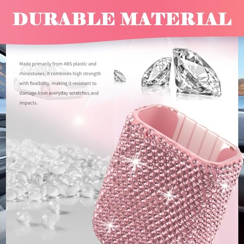VKQTS Bling Chapstick Holder for Car with Rhinestone,Portable Car Chapstick Holder as Chapsticks Organizer,Self-Adhesive Cars Lip Balm Holders Cars Interior Accessories for Women (Pink) - Image 4