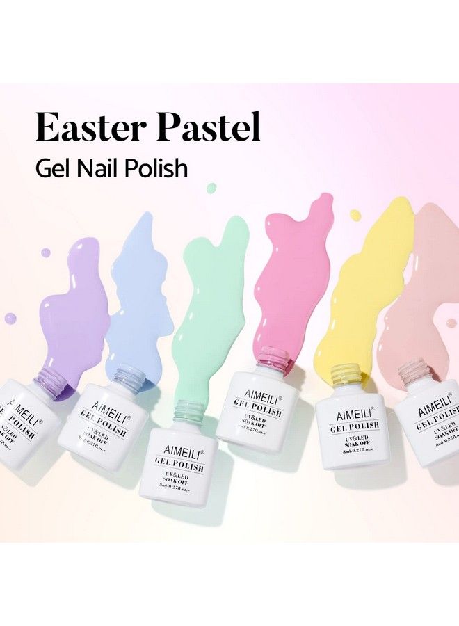 AIMEILI Soak Off Spring Summer Gel Polish Easter Pastel Pink Yellow Blue Purple Gel Nail Polish Easter Decorations Nail Art Color Set Of 12Pcs X 8Ml Kit Set 9 - Image 3