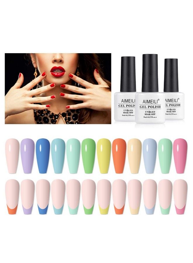 AIMEILI Soak Off Spring Summer Gel Polish Easter Pastel Pink Yellow Blue Purple Gel Nail Polish Easter Decorations Nail Art Color Set Of 12Pcs X 8Ml Kit Set 9 - Image 2
