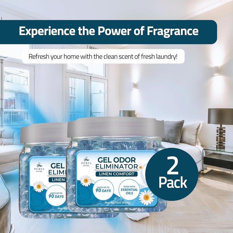 Perfa Strong Gel Air Freshener | (Pack of 2) Linen Comfort Air Fresheners for Home, Bathrooms, and Cars | Lasts 90 Days for Improved Home Fragrance | Essential Oil Odour Eliminator Gel by - Image 2