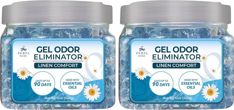 Perfa Strong Gel Air Freshener | (Pack of 2) Linen Comfort Air Fresheners for Home, Bathrooms, and Cars | Lasts 90 Days for Improved Home Fragrance | Essential Oil Odour Eliminator Gel by - Image 1