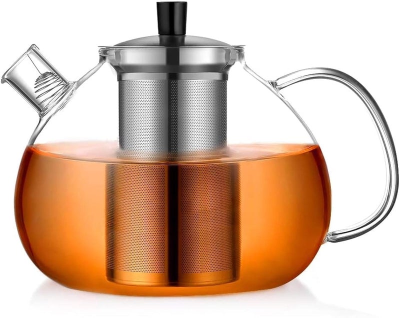 67oz XL Large Glass Teapot with Infuser Stovetop Safe Tea Pots for Loose Tea Glass Glass Tea Kettle for Stove Top Clear Teapot with Strainer for Loose Tea 2000 ml