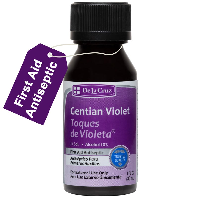 De La Cruz Gentian Violet - Violeta de Genciana 1% First Aid Antiseptic for cuts, scrapes and Burns, 1 FL OZ - Image 1