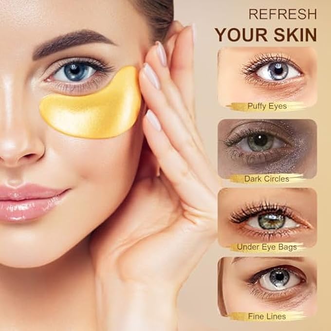 Aivoch 10Pairs 20Pcs 24K Gold Under Eye Patches, Collagen Eye Masks for Dark Circles and Puffiness, Reduce Wrinkles and Puffy Eyes, Refresh Your Skin, Women Skincare Eye Treatment Products - Image 3