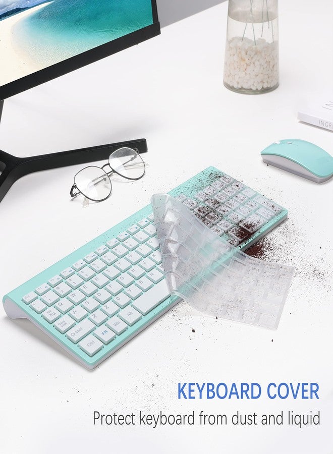TopMate Wireless Keyboard and Mouse Ultra Slim Combo, TopMate 2.4G Silent Compact USB 2400DPI Mouse and Scissor Switch Keyboard Set with Cover, Batteries Included, for PC/Laptop/Windows/Mac - Mint Green - Image 5