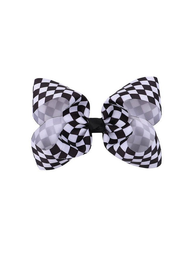 BBTDIN Checkered Plaid Hair Bow Clip Checkered Hair Barrettes Clips Buffalo Plaid Hair Bow Pin Bbg71 (Black White Plaid) - Image 1