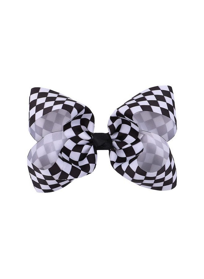 BBTDIN Checkered Plaid Hair Bow Clip Checkered Hair Barrettes Clips Buffalo Plaid Hair Bow Pin Bbg71 (Black White Plaid) - Image 3