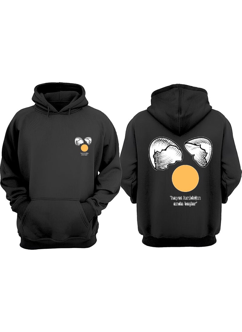 The Wert - Dream Starts When It's Broken Design Front Back Printed Regular Size Black Sweatshirt - Image 1