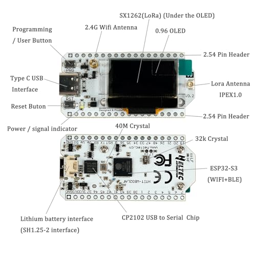 DIYmall 2 Sets 915MHZ ESP32 Lora V3 WiFi+BLE Development Board 0.96inch OLED Display ESP32-S3 Dual-core SX1262 Type-C Lora Kit for Arduino NodeMCU IoT - Image 2